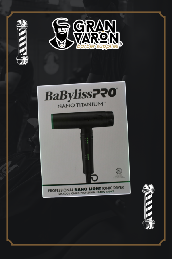 Secador Profesional BaBylissPRO Nano Light Ionic Dryer - Ultra Ligero con Tecnología Nano Titanium (Black & Green Edition)