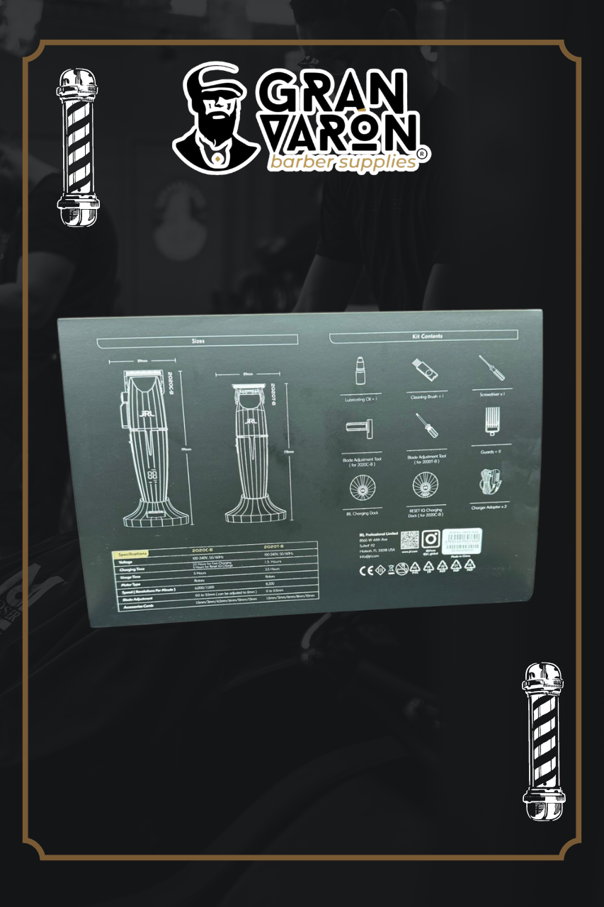 Combo JRL Onyx Collection: Clipper 2020C-B + Trimmer 2020T-B con Base de Carga Dual – El Kit Definitivo de Barbería Profesional