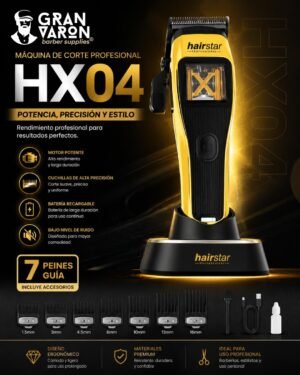 Máquina de Corte Profesional Hairstar HX04 | Motor Magnético 10,000 RPM Gold Edition