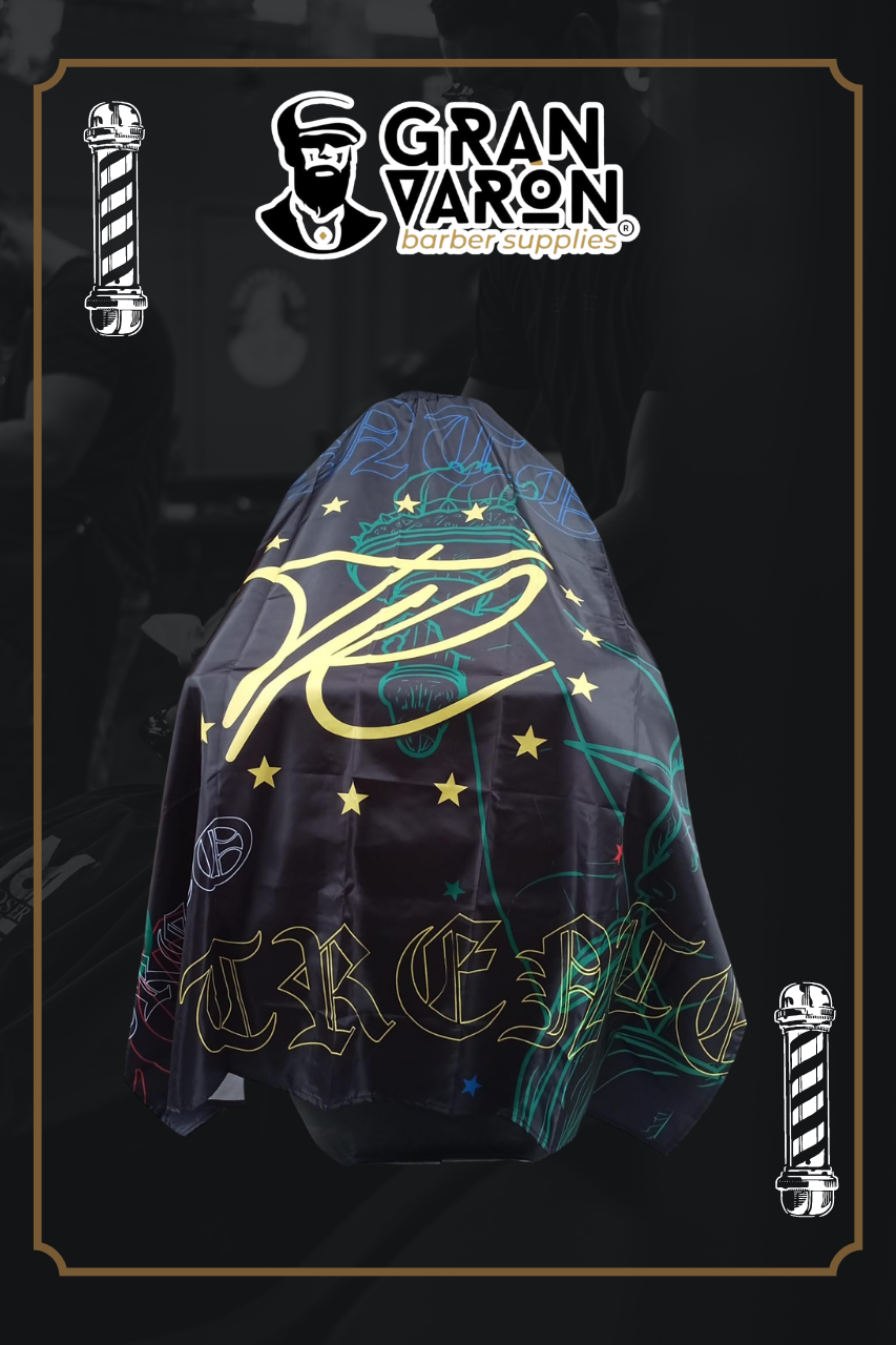 Capa de Barbero Profesional Gran Varón - Edición "Trebol" Signature Black