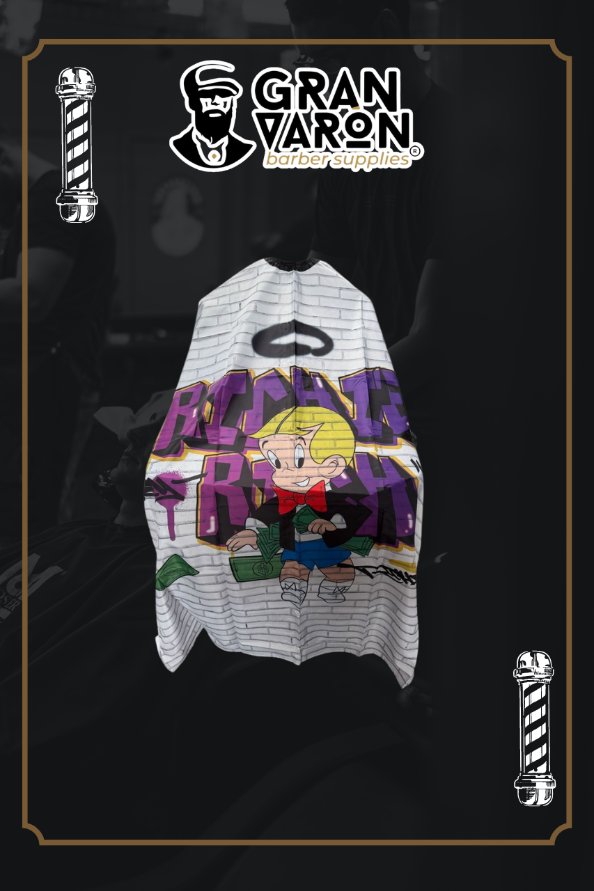 Capa de Barbero Profesional Gran Varón - Edición "Richie Rich" Graffiti