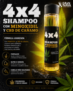4x4 Shampoo con Minoxidil y CBD de Cáñamo