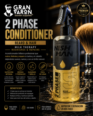 443 Acondicionador Bifásico NISHMAN No. 5 Milk Therapy – Vitalidad y Brillo para Barba y Cabello 400ml