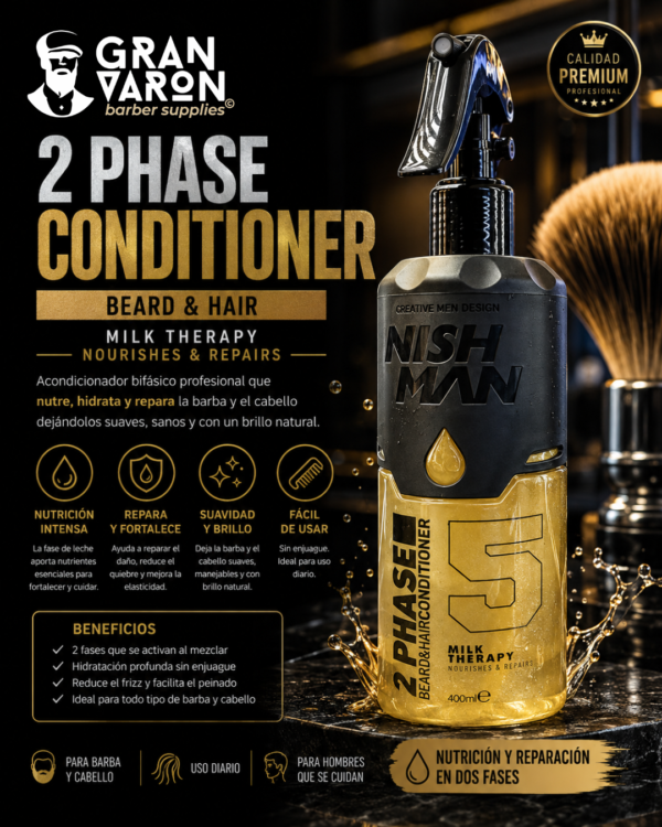 443 Acondicionador Bifásico NISHMAN No. 5 Milk Therapy – Vitalidad y Brillo para Barba y Cabello 400ml