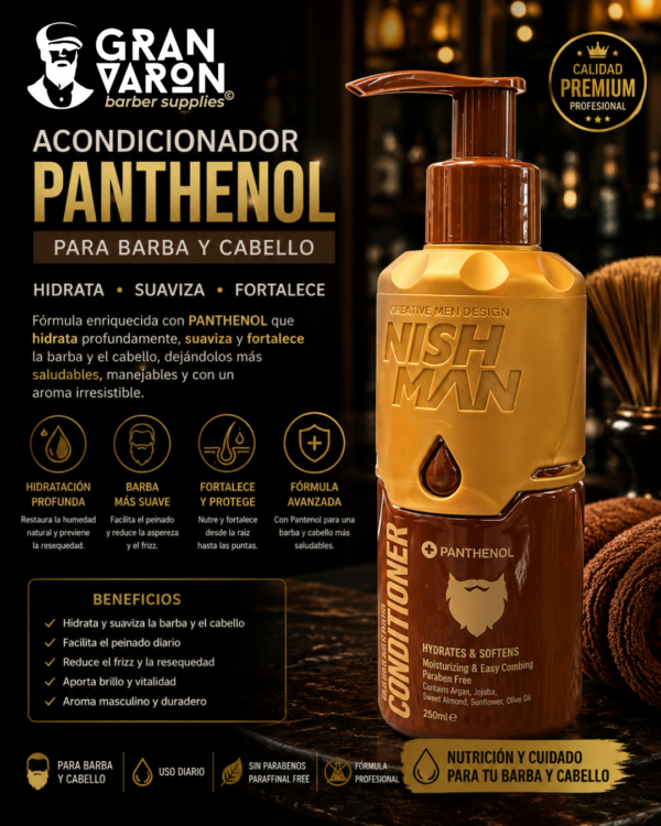 444 Acondicionador para Barba NISHMAN – Hidratación Profunda y Suavidad con Pantenol 200ml
