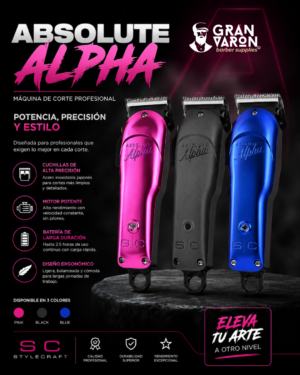 Máquina de Corte Profesional StyleCraft Absolute Alpha – Motor Rotativo Supercargado