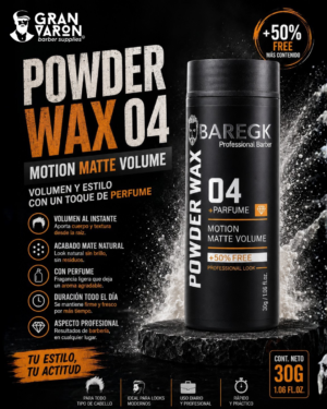 470 Cera en Polvo BAREGK Professional Barber 04 - Powder Wax + Parfume - 30g
