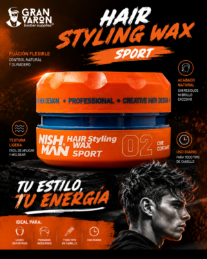 473 Cera Nish Man 02 Sport Hair Styling Wax – Fijación Fuerte y Brillo Natural (150ml)