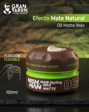 477 Cera Nish Man 08 Matte Hair Styling Wax – Efecto Mate Natural y Fijación Flexible (150ml)