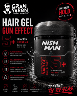 485 Gel Capilar NISHMAN No. 5+ Gum Effect - Ultra Fijación Efecto Goma 750ml
