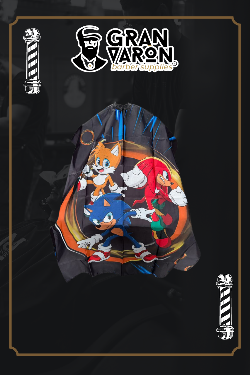 Capa de Barbería Profesional Kids - Diseño Sonic the Hedgehog & Friends