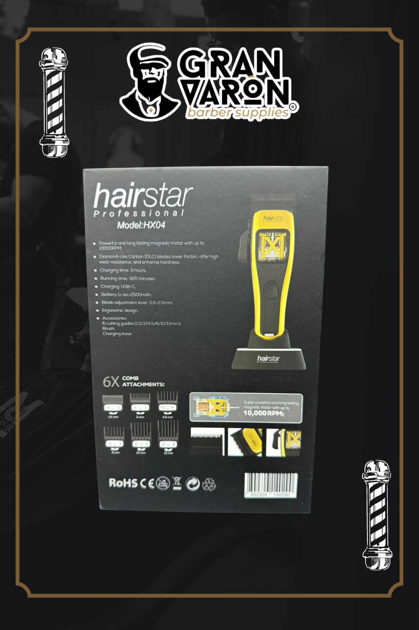 Máquina de Corte Profesional Hairstar HX04 | Motor Magnético 10,000 RPM Gold Edition