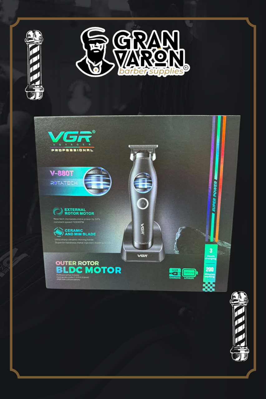 Trimmer Profesional VGR V-880T: Motor BLDC de Rotor Externo y Base de Carga