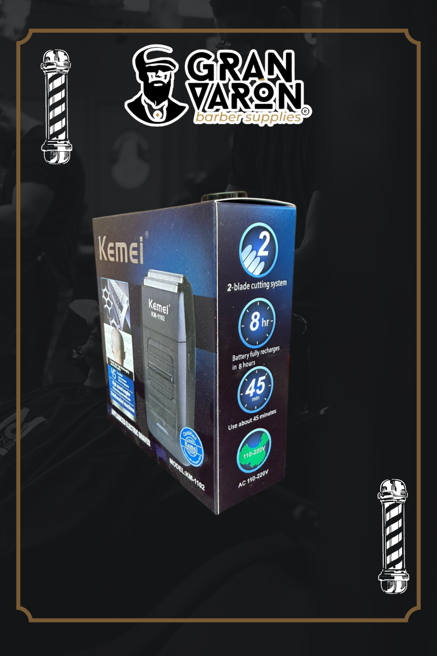 Rasuradora Eléctrica Profesional Kemei KM-1102 - Shaver de Doble Hoja para Acabados y Calvos