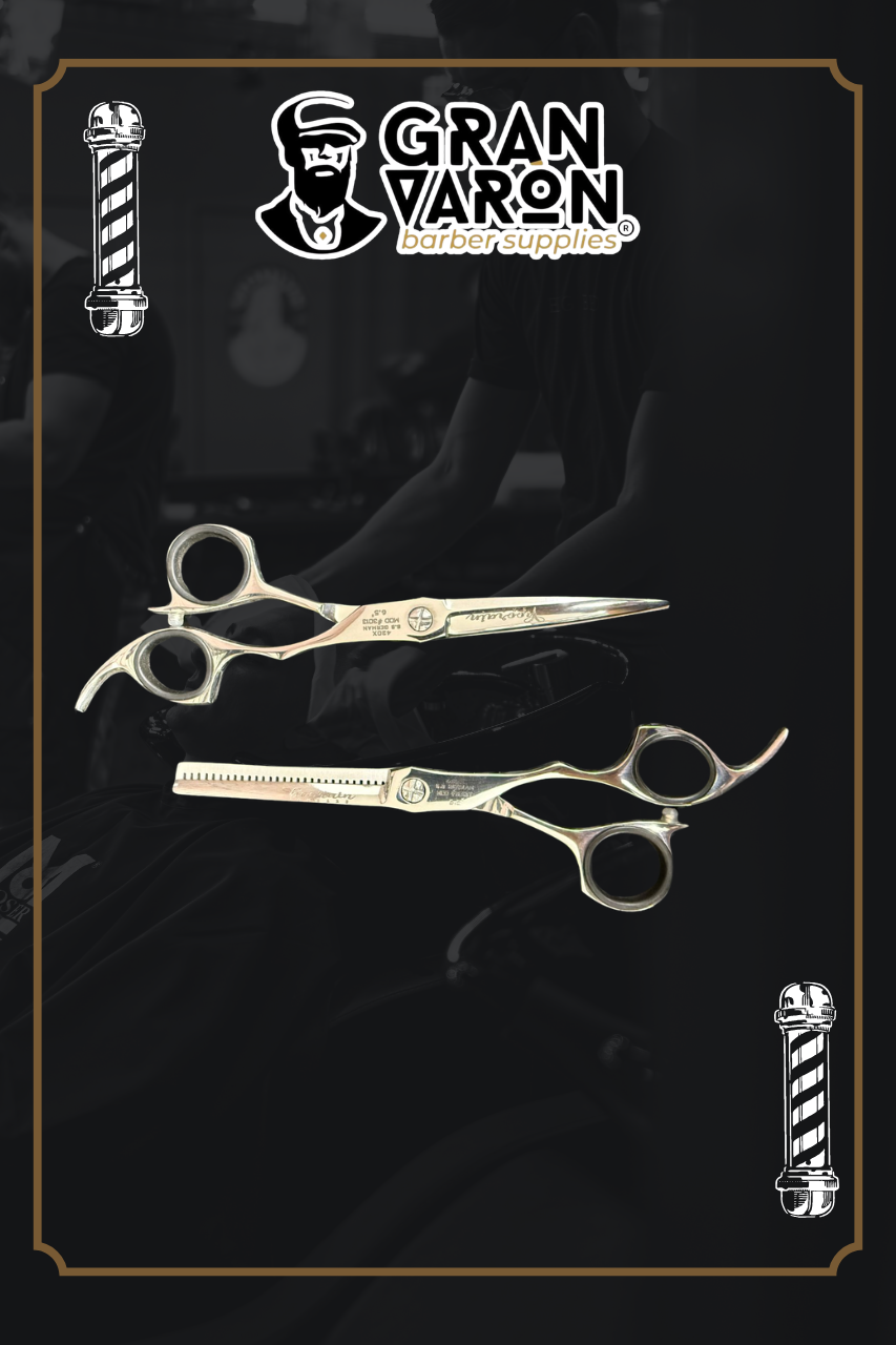 Set de Tijeras Profesionales Hoorain Gold Edition | Acero Alemán 6.5" Corte y Texturizado