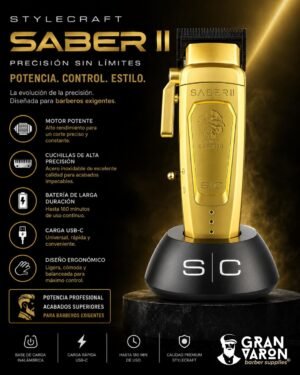 5 Clipper Profesional StyleCraft Saber II – Motor Digital Brushless y Cuerpo Metálico