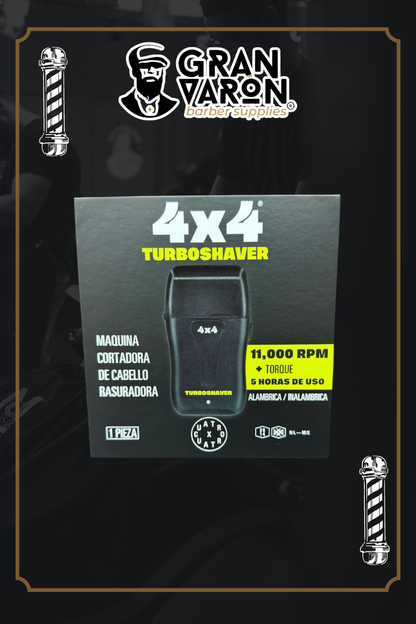 Rasuradora Profesional 4x4 Turboshaver – Shaver de Alta Potencia 11,000 RPM con 5 Horas de Autonomía