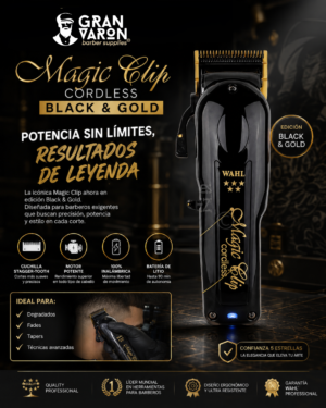 50 Wahl Professional 5 Star Series: Cordless Magic Clip Black & Gold – Edición Especial con Motor de Alta Velocidad