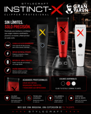 Clipper Profesional StyleCraft Instinct-X – Motor Vectorial con Control de Torque Intuitivo