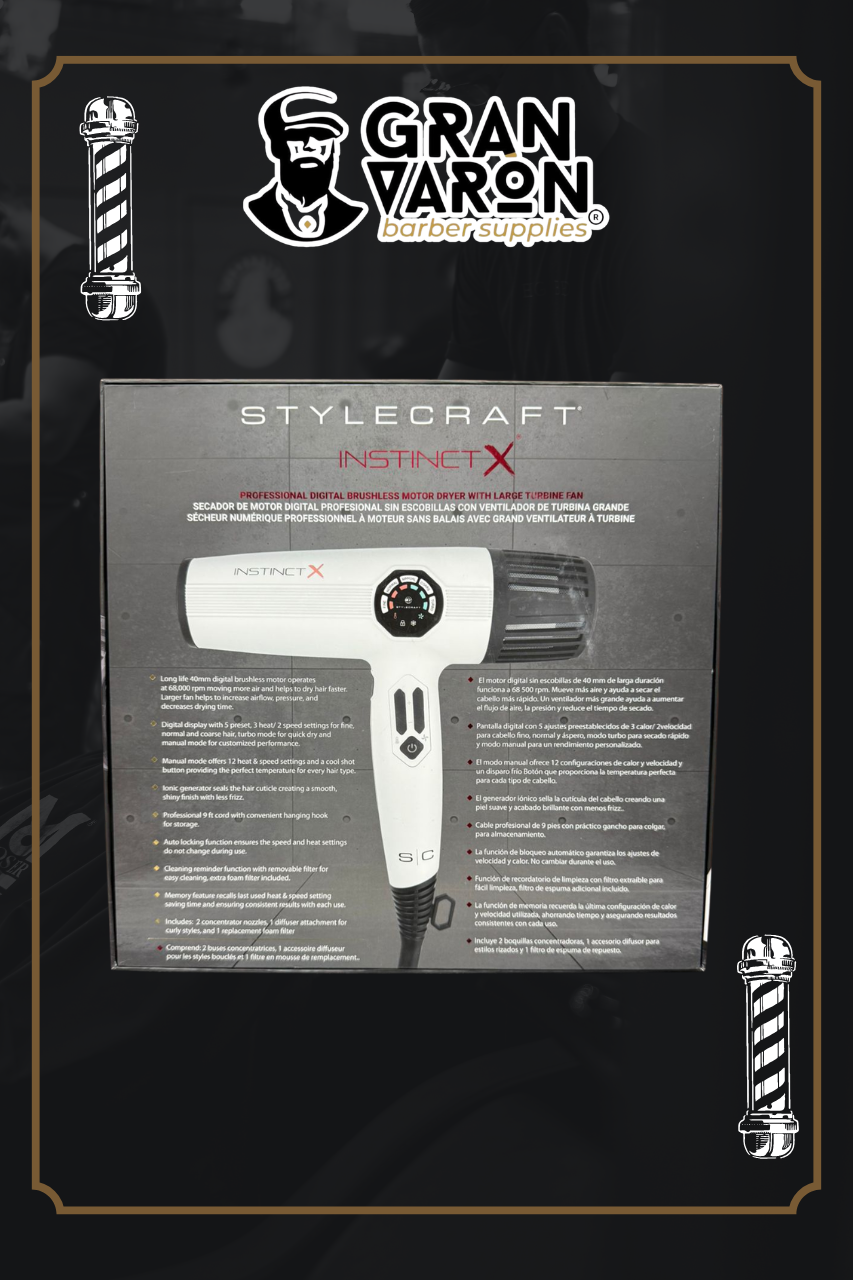Secadora Profesional StyleCraft (S|C) Instinct-X: Motor Digital Brushless de Alta Velocidad
