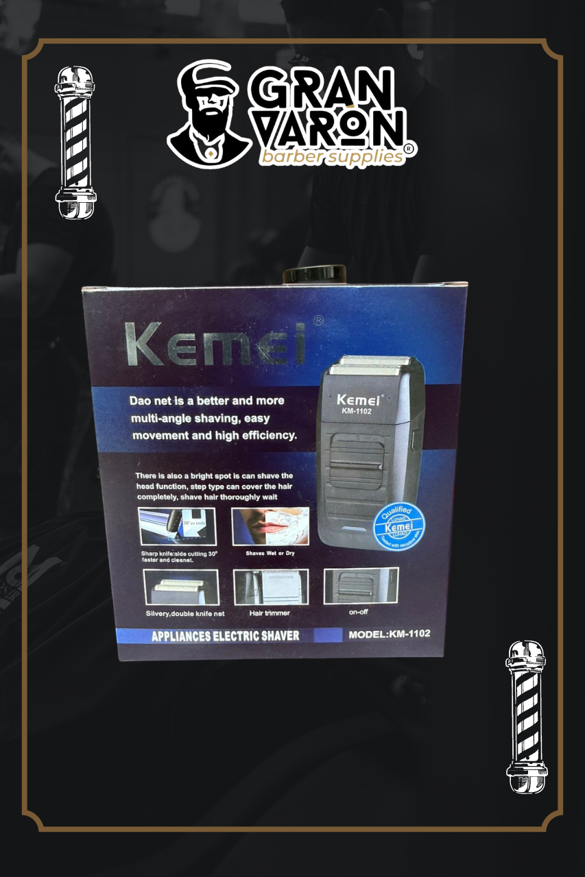 Rasuradora Eléctrica Profesional Kemei KM-1102 - Shaver de Doble Hoja para Acabados y Calvos