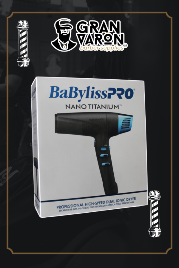 Secador Profesional BaBylissPRO Nano Titanium - High-Speed Dual Ionic Dryer (Black & Blue Edition)