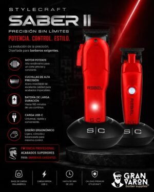 6 Combo StyleCraft (S|C) Rebel: Cortadora y Terminadora Profesional con Motor Super-Torque
