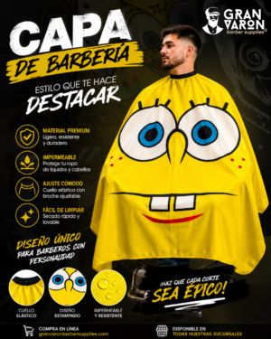 6 Capa de Barbería Infantil Gran Varón - Edición "Bob Esponja Face"