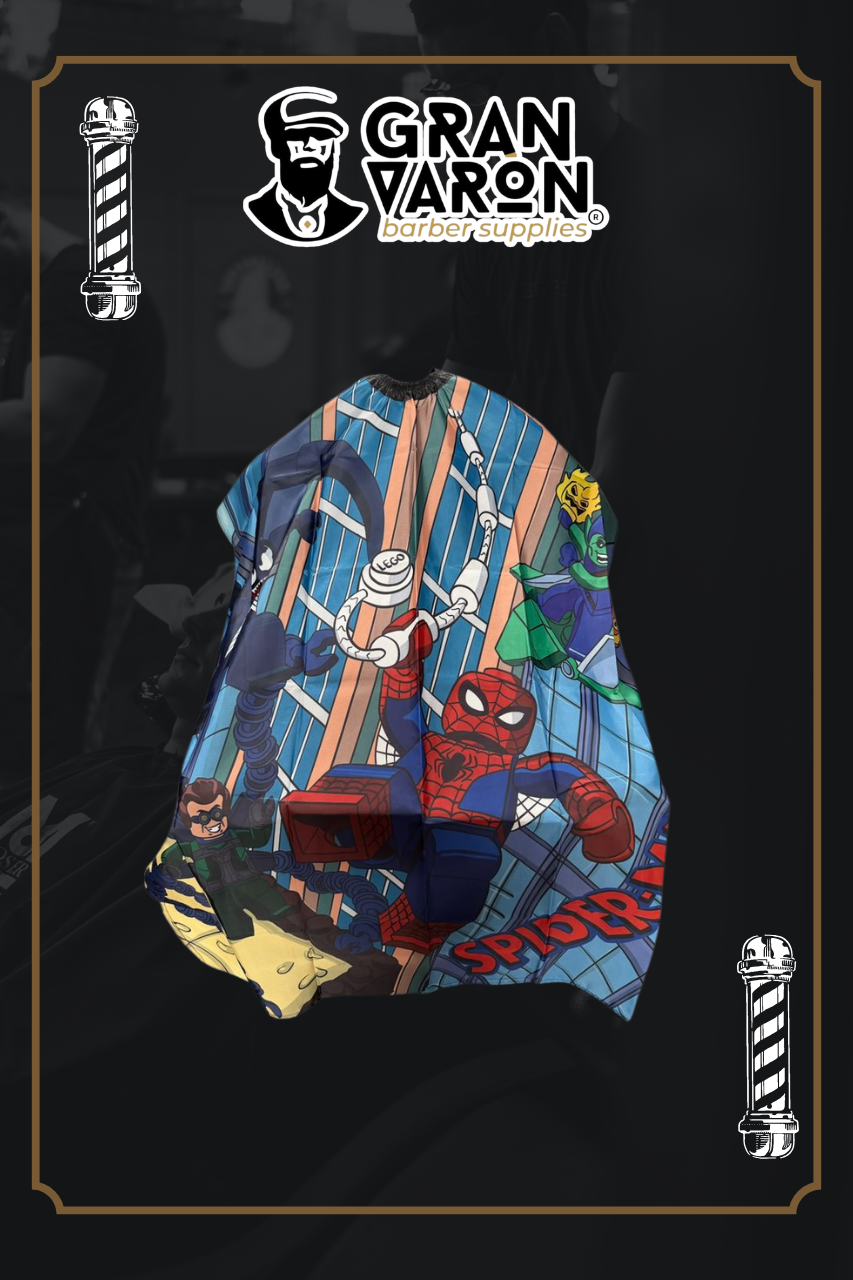 Capa de Barbería Infantil Profesional - Diseño Spider-Man Lego - Gran Varón