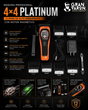 65 Máquina Profesional 4x4 Platinum – Clipper de Alto Rendimiento con Motor Magnético
