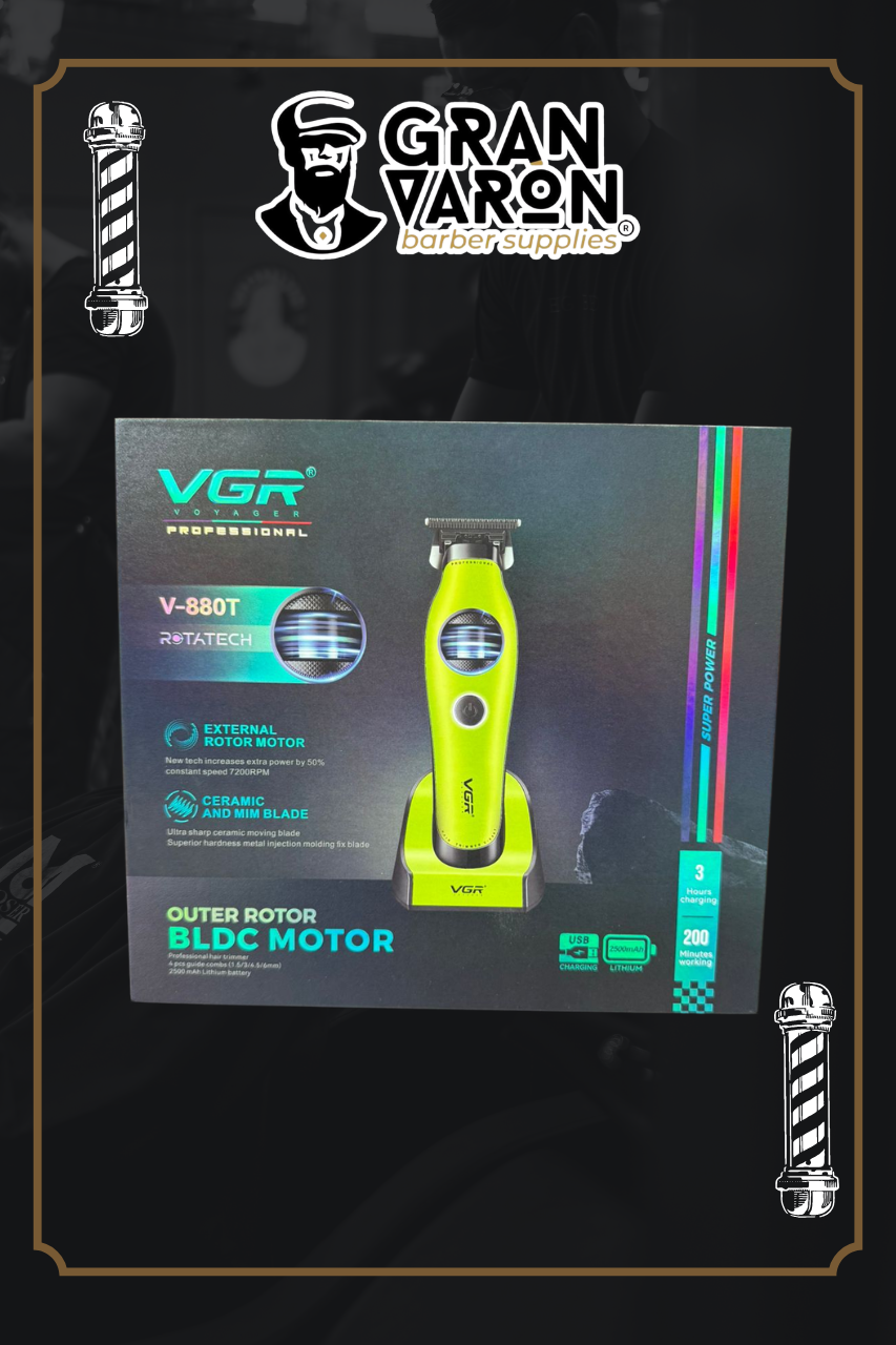 Trimmer Profesional VGR V-880T Neon Edition: Motor BLDC de 7200 RPM y Cuchillas MIM