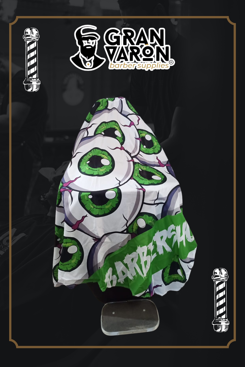 Capa de Barbería Profesional - Diseño "Evil Eyes" | Estilo Psicodélico & Skate Art