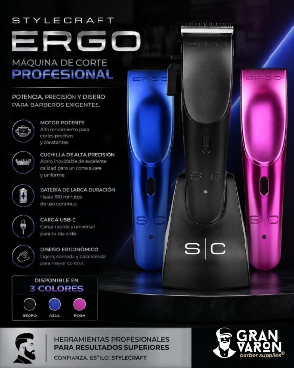 7 Máquina de Corte Profesional StyleCraft Ergo – Motor Magnético Turboalimentado