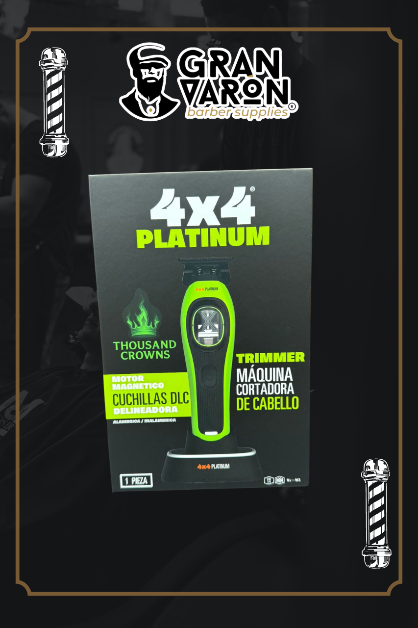 Trimmer Profesional 4x4 Platinum "Thousand Crowns" – Máquina Delineadora de Cabello con Motor Magnético y Cuchillas DLC