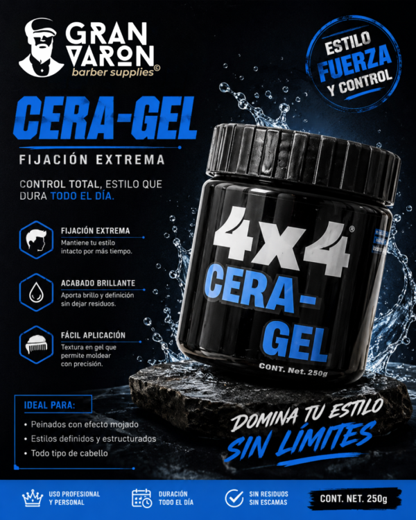 Cera-Gel para Peinar 4x4 Professional