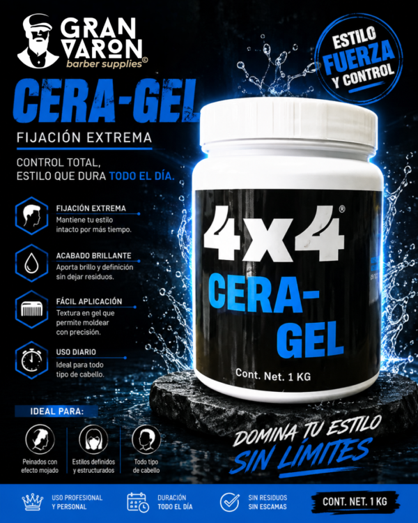 76 Cera-Gel para Peinar 4x4 Professional (Formato XL)