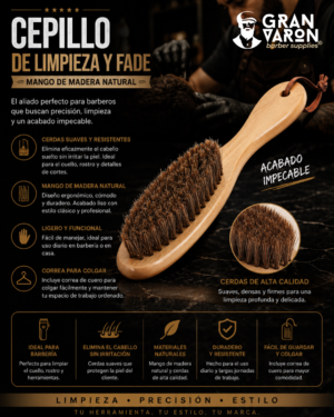 79 Cepillo de Limpieza y Fade – Mango de Madera Natural