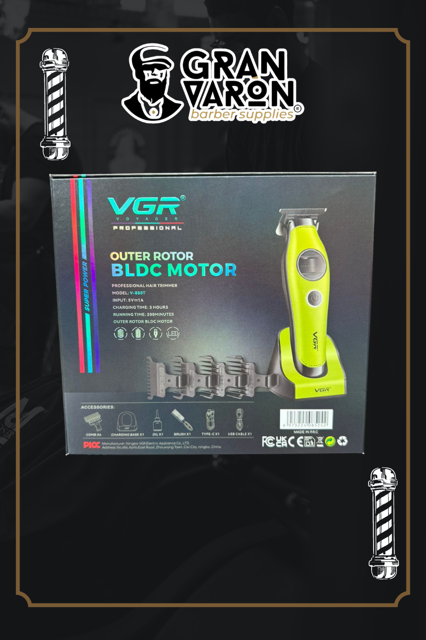 Trimmer Profesional VGR V-880T Neon Edition: Motor BLDC de 7200 RPM y Cuchillas MIM