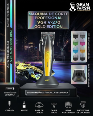 8 Máquina de Corte VGR V-270 Gold Edition: 9000 RPM, Cuerpo Metálico y Base de Carga