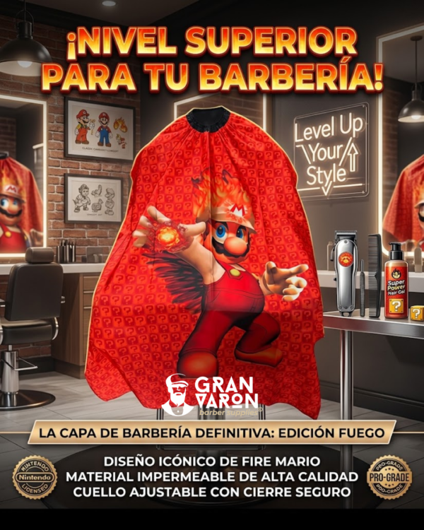 8 Capa de Barbería Infantil Gran Varón - Edición Super Mario Fire (Fuego)