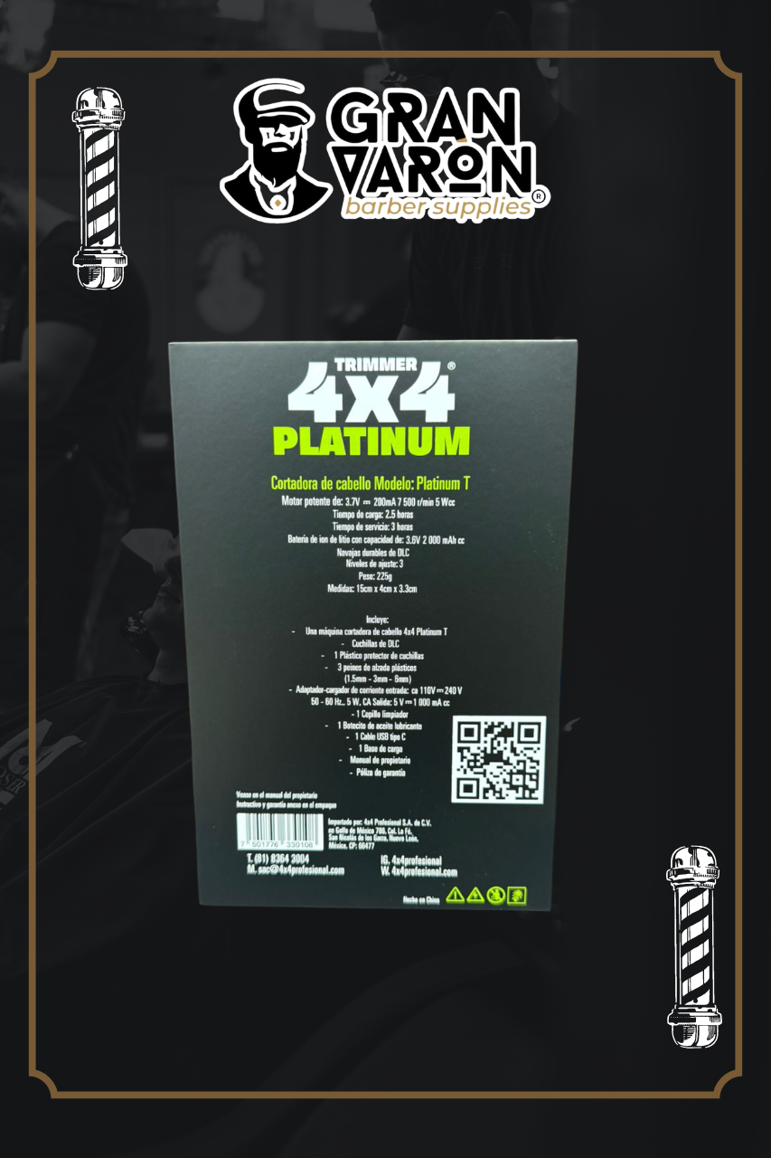 Trimmer Profesional 4x4 Platinum "Thousand Crowns" – Máquina Delineadora de Cabello con Motor Magnético y Cuchillas DLC