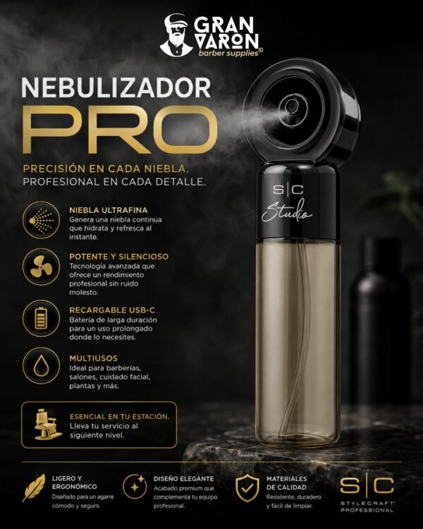 8 Nebulizador StyleCraft (S|C) Pro Studio: Mini Nano Mister USB-C (120ml)