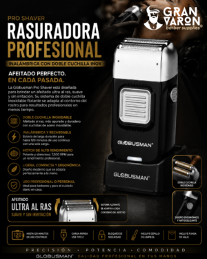 88 Rasuradora Profesional Globusman Pro Shaver: Inalámbrica con Doble Cuchilla INOX