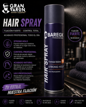 93 Hair Spray BAREGK Professional Barber - Strong Hold (Fijación Fuerte) - 420ml
