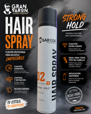 94 Hair Spray BAREGK Professional Barber 02 - Strong Hold (Fórmula Italiana) - 400ml