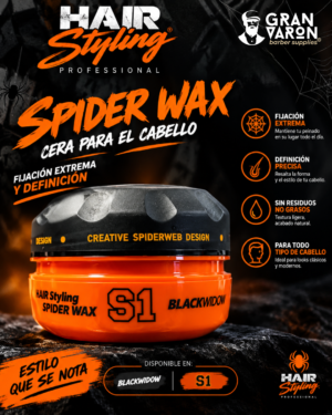 Nishman Spider Wax S1 Black Widow - Cera de Araña para Peinado (150ml)