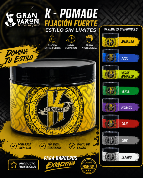 Crea una imagen promocional de este producto medidas 1080 x 1350 Kbron Pomade Basic