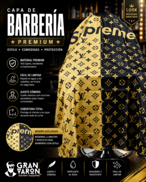Diseño sin título (1) Capa de Barbero Profesional - Edición Limited Monogram Luxury Gold & Black