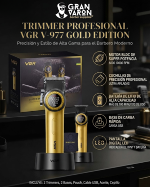 Diseño sin título (2) Trimmer Profesional VGR V-977 Gold Edition: Motor BLDC Ajustable 6000-8000 RPM