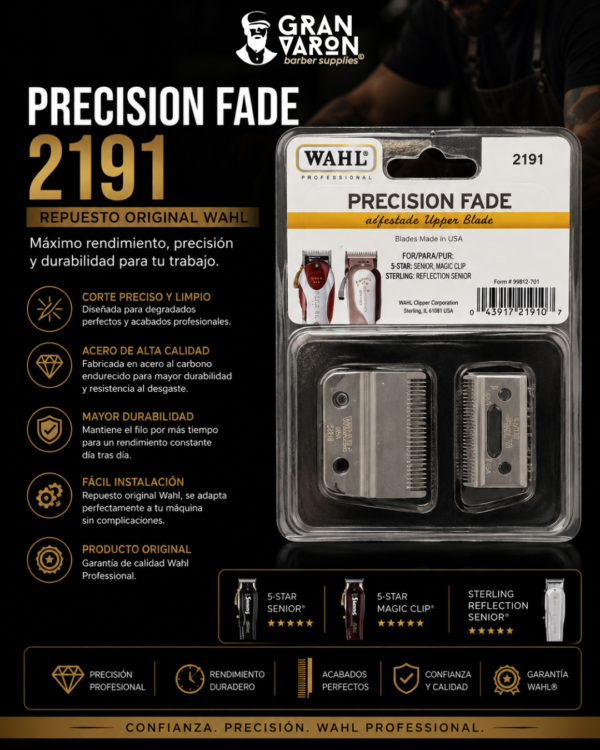Cuchilla Wahl Professional Precision Fade 2191 - Repuesto Original para 5-Star Senior y Magic Clip